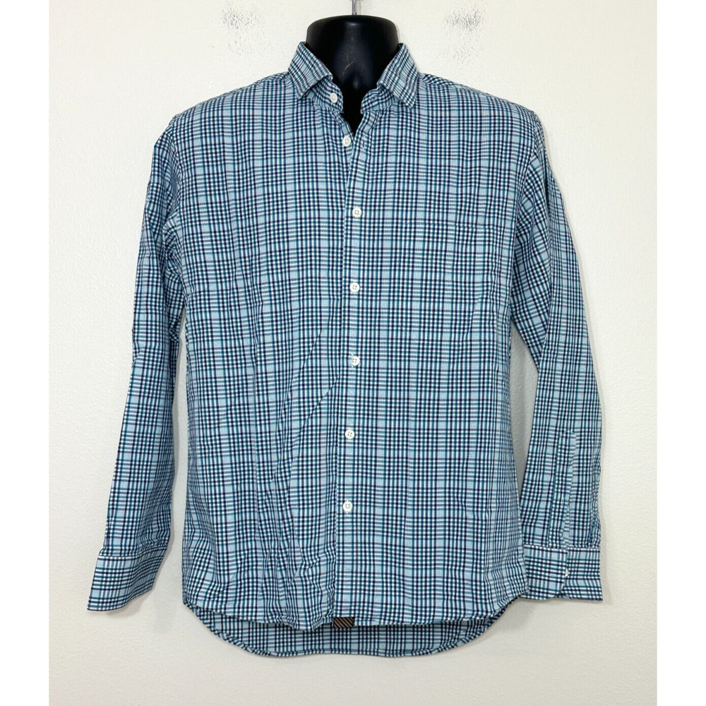 Billy Reid Mens Medium Standard Cut Button Down Blue Multi Plaid Shirt Italy - Picture 3 of 12